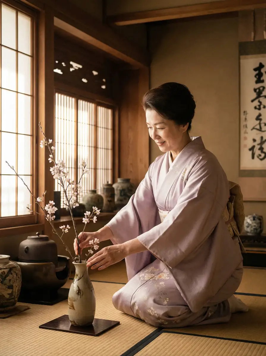一位优雅的 王竹子_王竹子影视在线播放~全网独家王竹子大全 在和室中插花